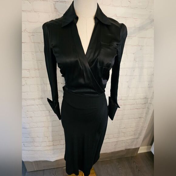 Diane Von Furstenberg Dresses & Skirts - Diane Von Furstenberg DVF Vintage Wool & Silk Wrap Dress | Black | Size 2 | EUC